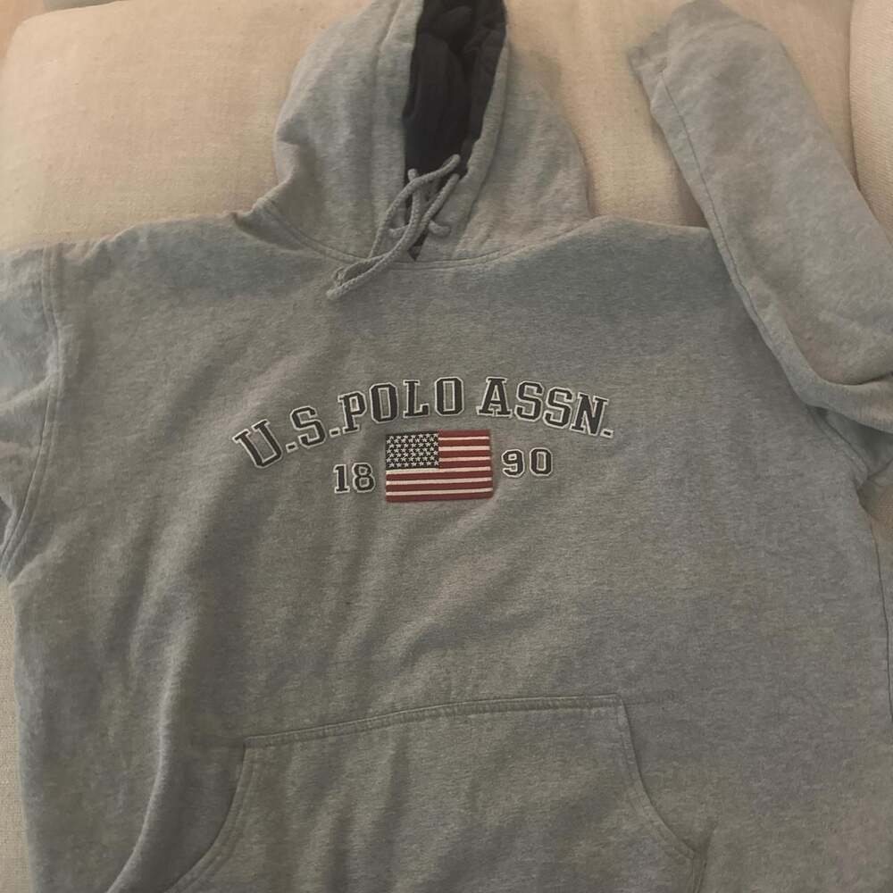 U.S. Polo Assn. 1890 American Flag Grey Hoodie